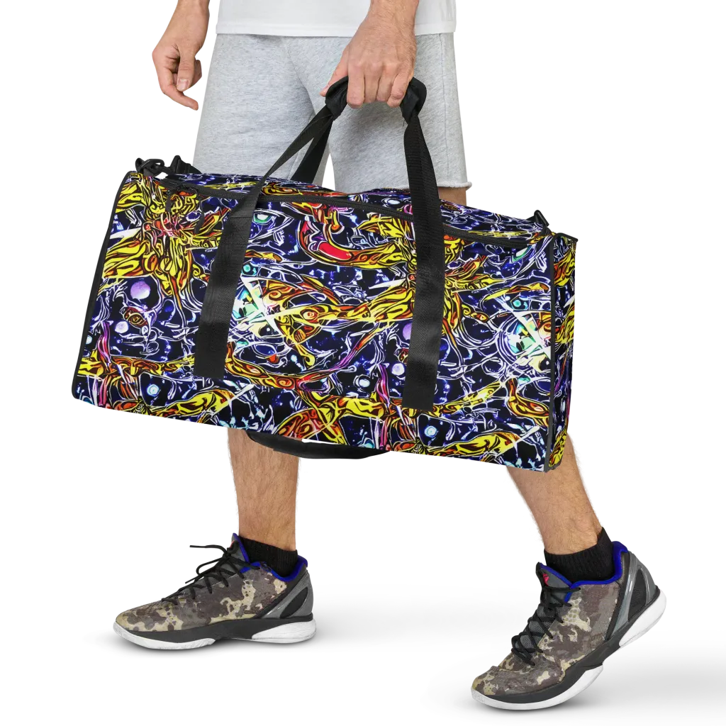 Blue Fire Orbit on Duffle Bag — Front