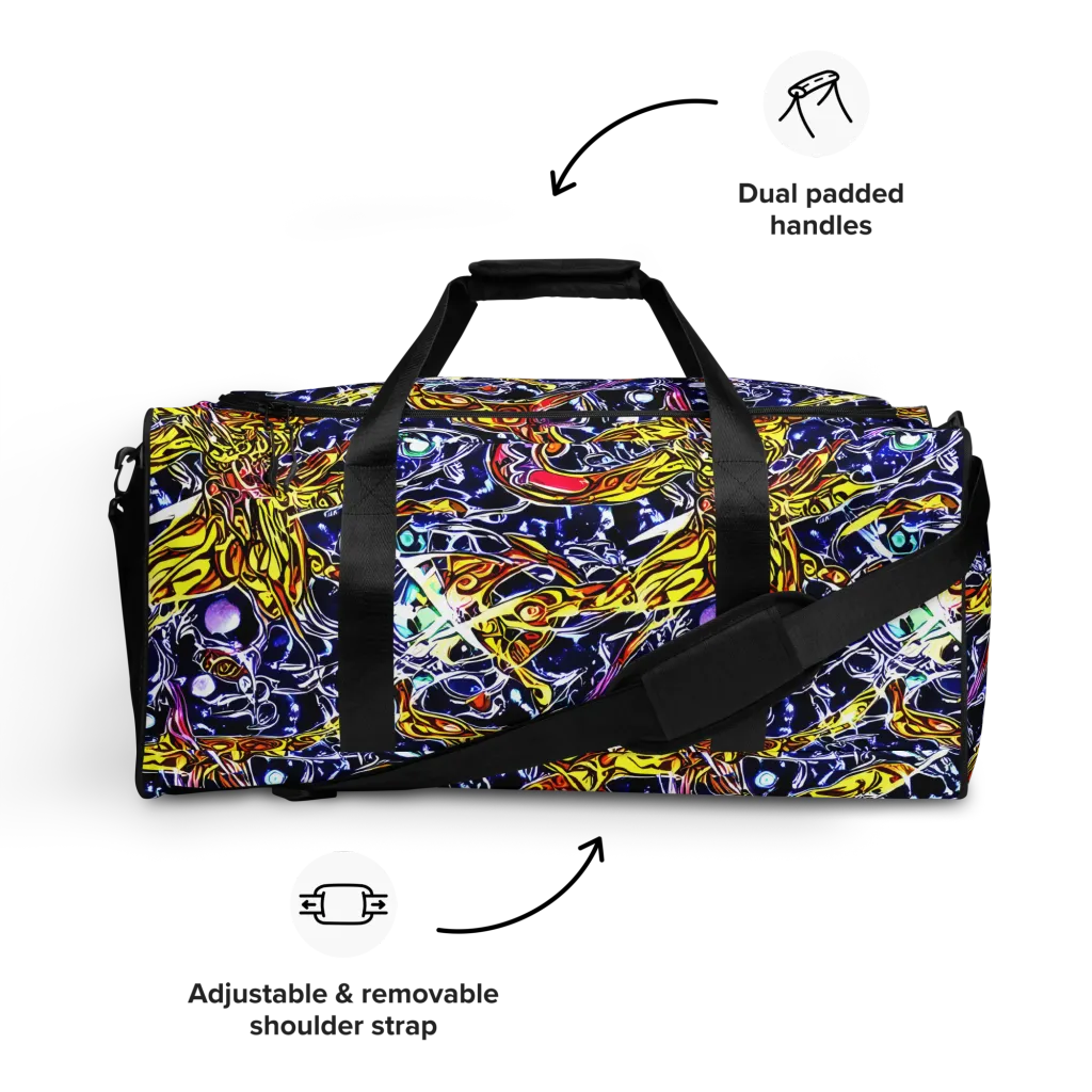 Blue Fire Orbit on Duffle Bag — Front