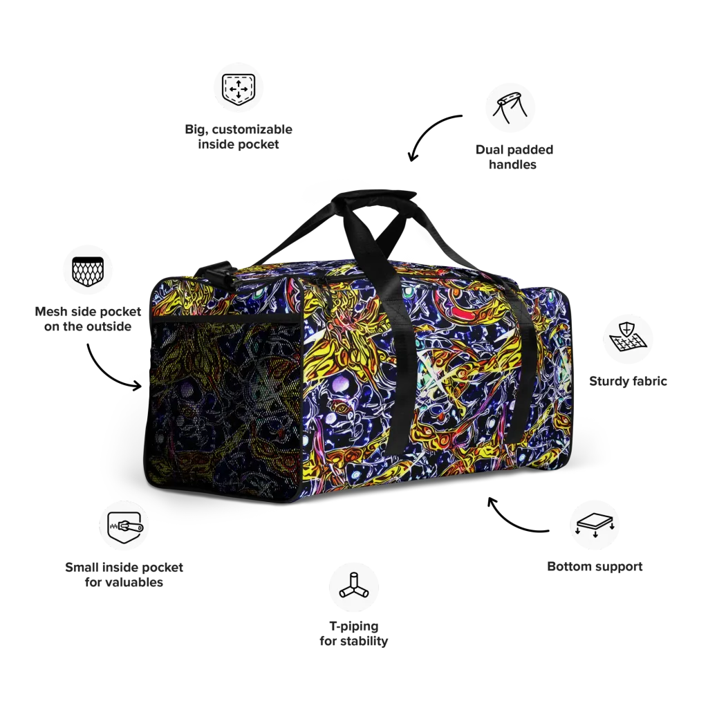 Blue Fire Orbit on Duffle Bag — Right Front