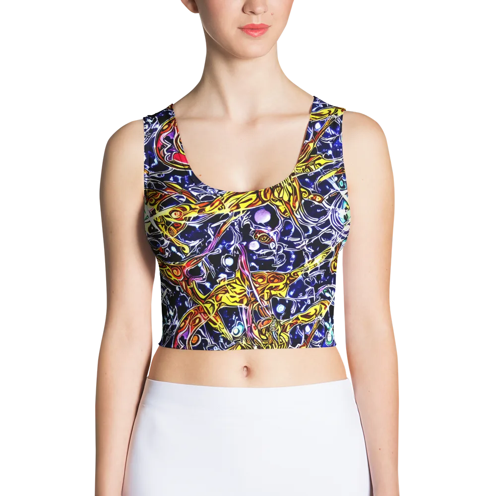 Blue Fire Orbit on Crop Top — Front