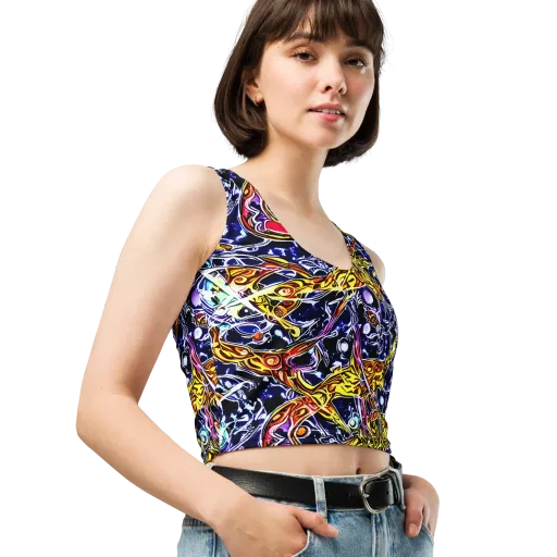 Blue Fire Orbit on a Crop Top