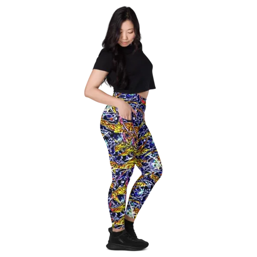 Blue Fire Orbit on a Leggings with Pockets