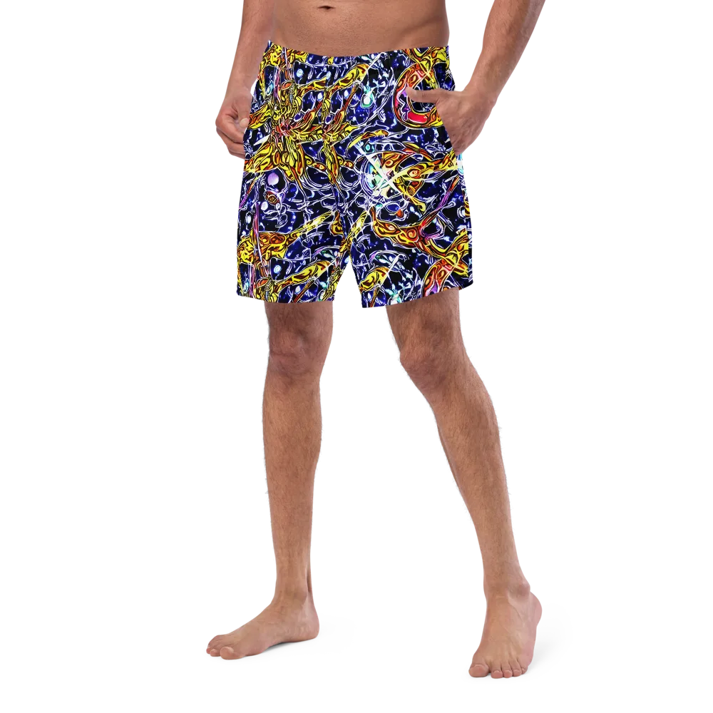 Blue Fire Orbit on Swim Trunks — Left Front