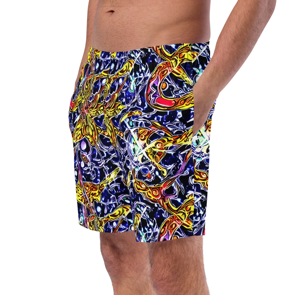 Blue Fire Orbit on Swim Trunks — Left Front