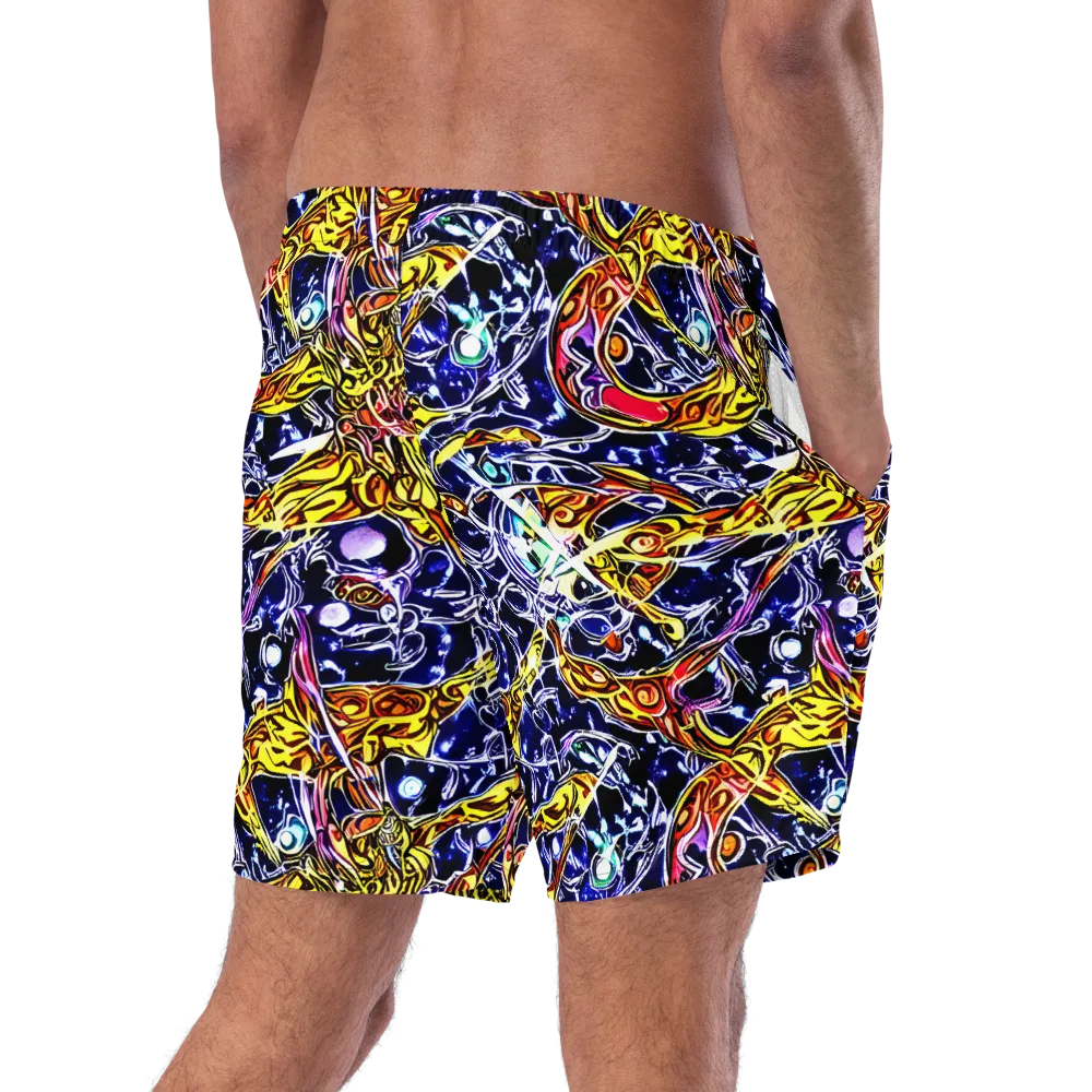 Blue Fire Orbit on Swim Trunks — Right Back