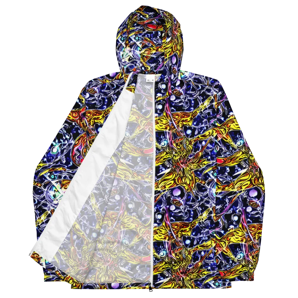 Blue Fire Orbit on Men's Windbreaker — Front