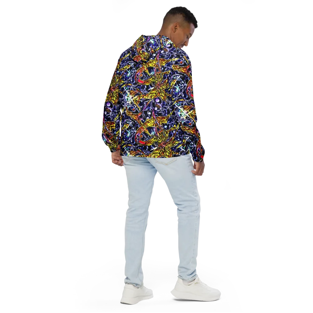 Blue Fire Orbit on Men's Windbreaker — Back