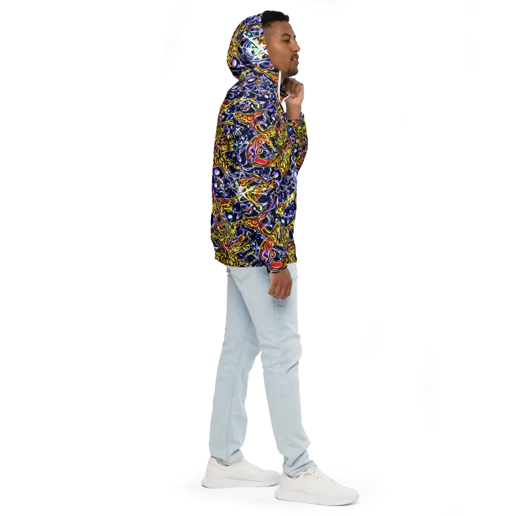 Blue Fire Orbit on Men's Windbreaker — Right