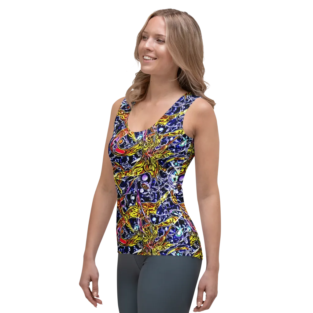 Blue Fire Orbit on Women's Tank Top — Left Front