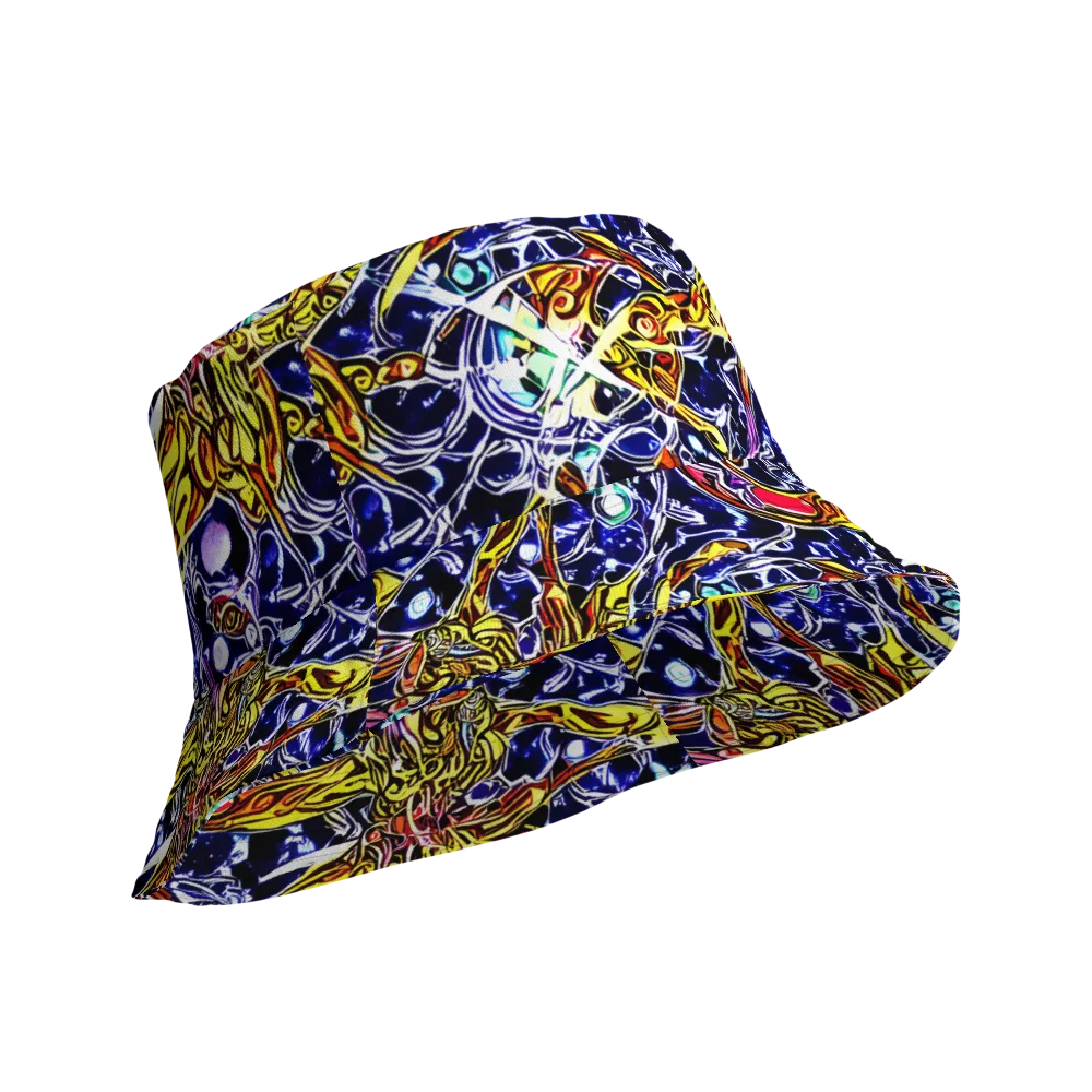 Blue Fire Orbit on Reversible Bucket Hat — Product details Outside
