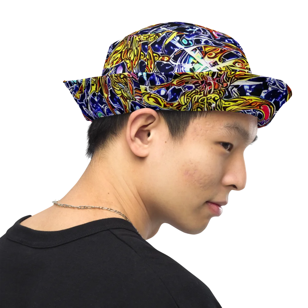 Blue Fire Orbit on Reversible Bucket Hat — Right Outside