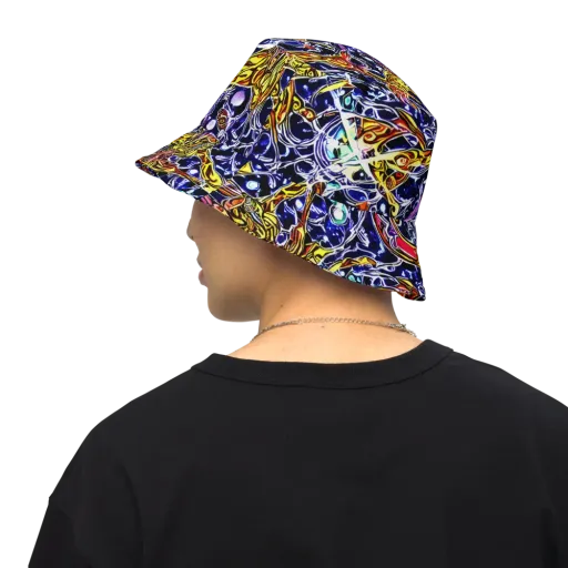 Blue Fire Orbit on a Reversible Bucket Hat