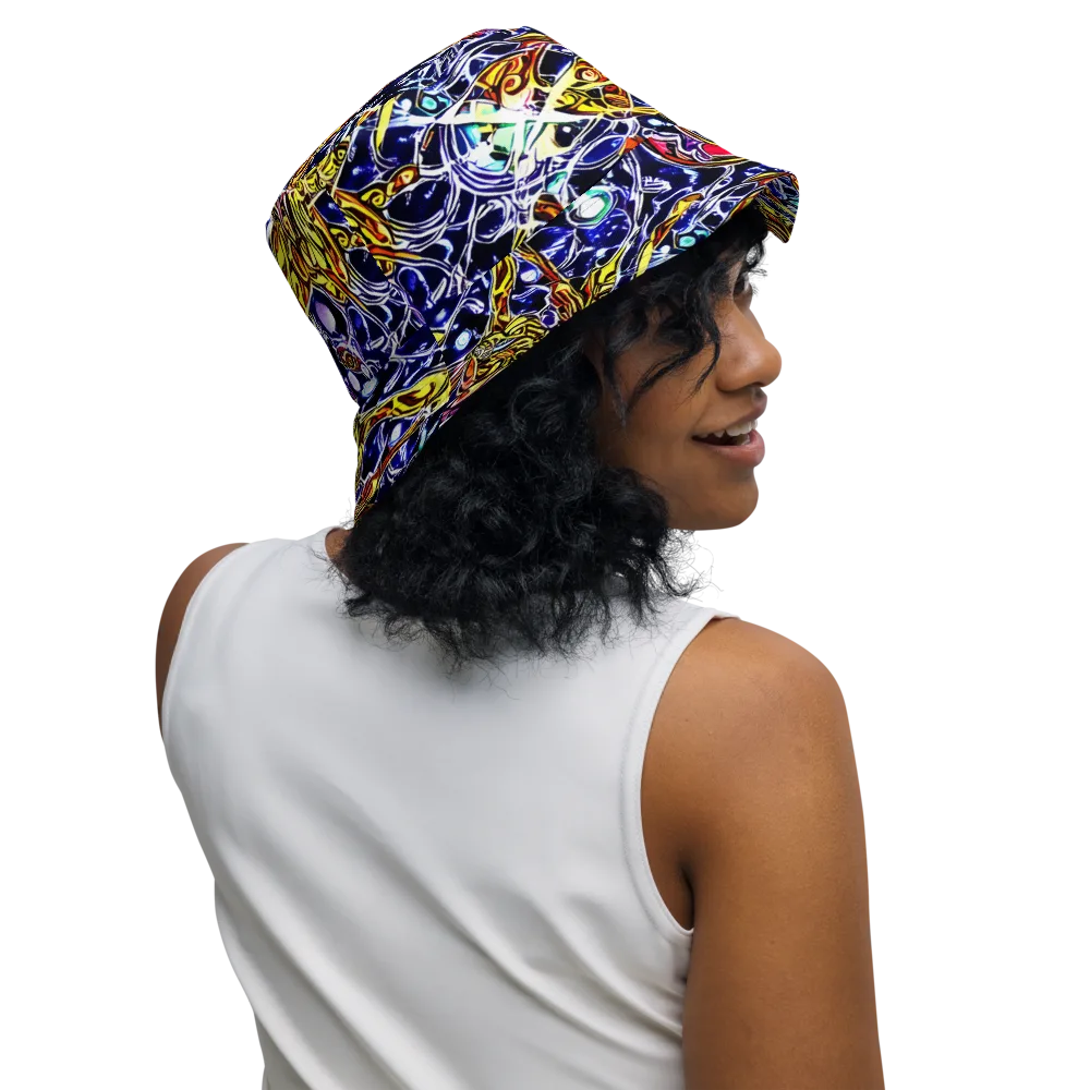 Blue Fire Orbit on Reversible Bucket Hat — Right Outside
