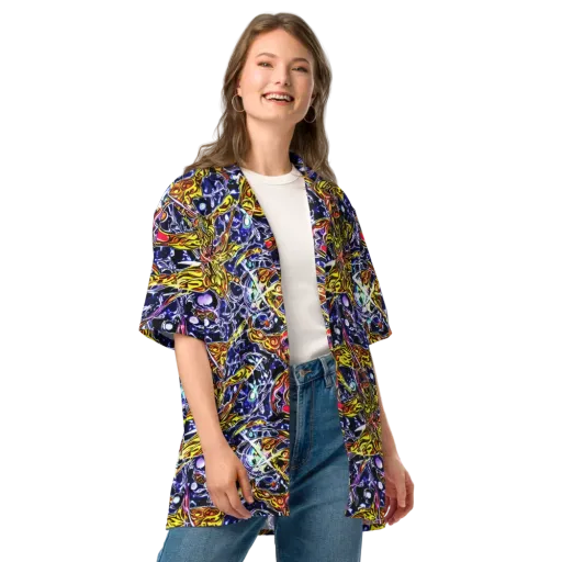 Blue Fire Orbit on a Button Shirt
