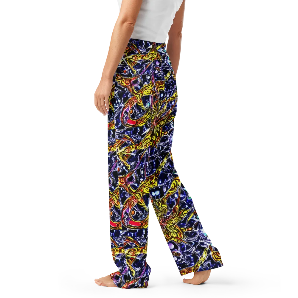 Blue Fire Orbit on Women's Pajama Pants — Left