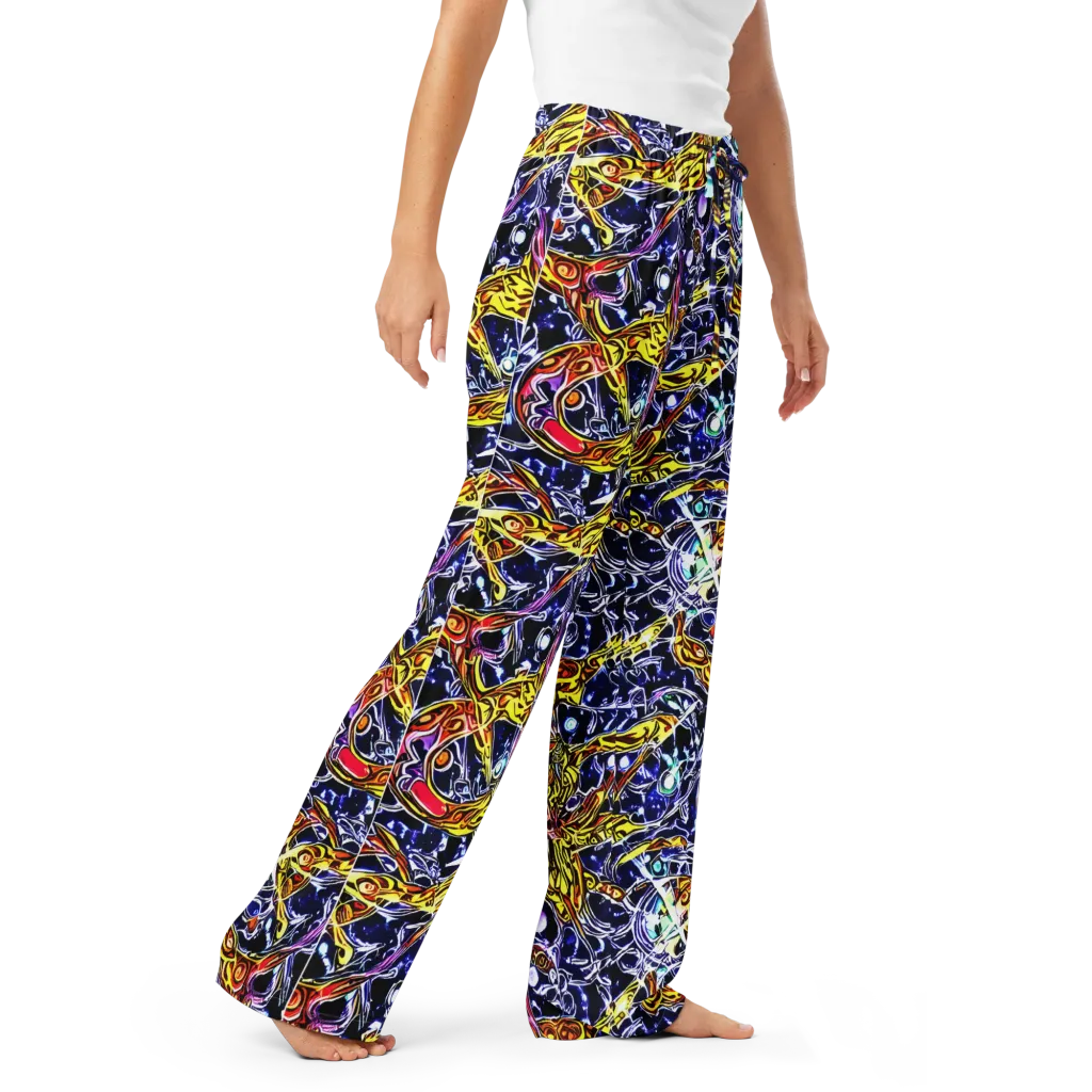 Blue Fire Orbit on Women's Pajama Pants — Right Front