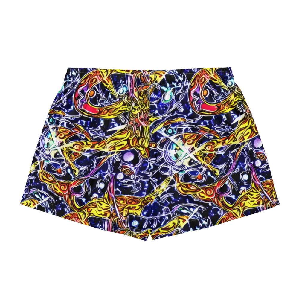 Blue Fire Orbit on Women's Pajama Shorts — Back