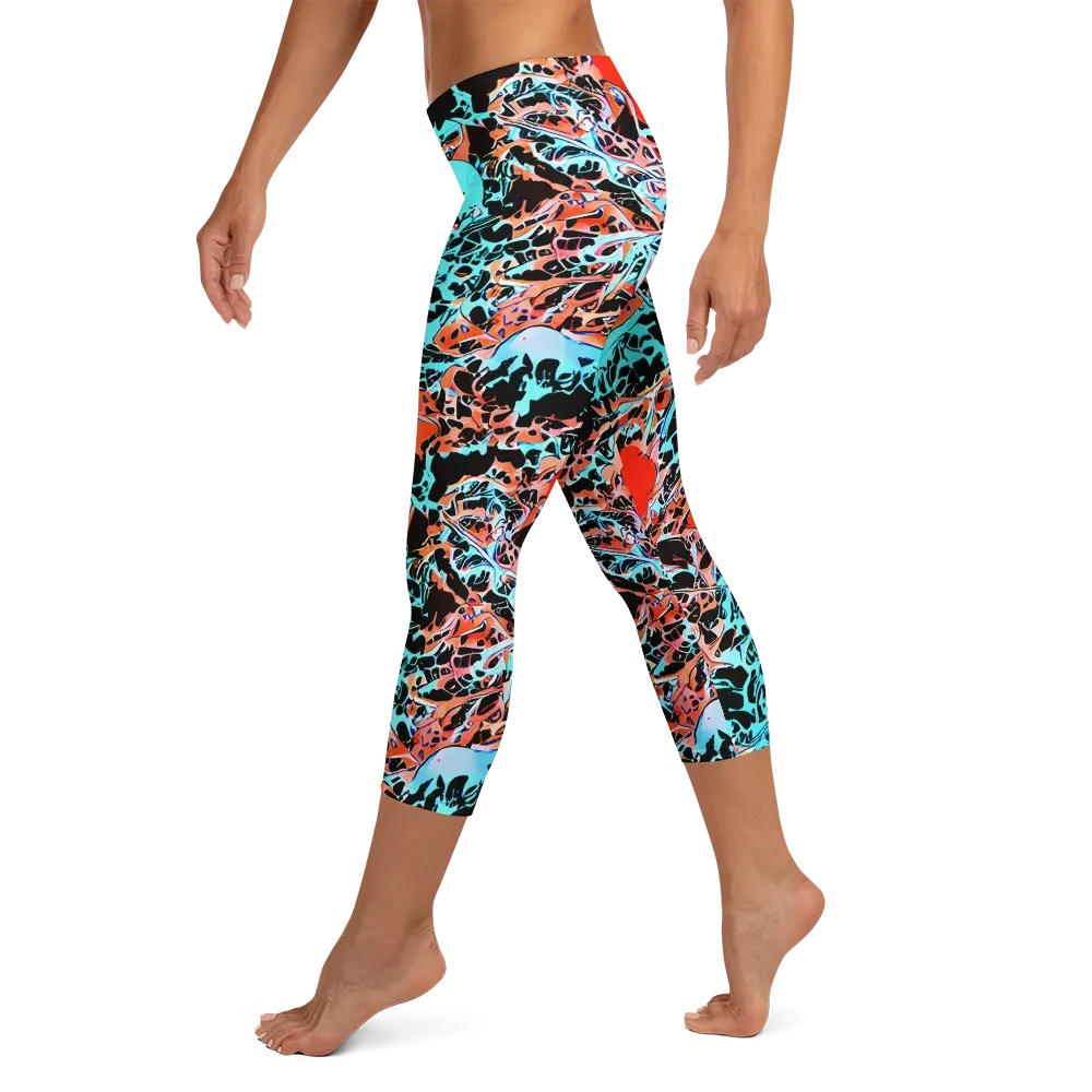 Liquid Mayhem on Capri Leggings — Left