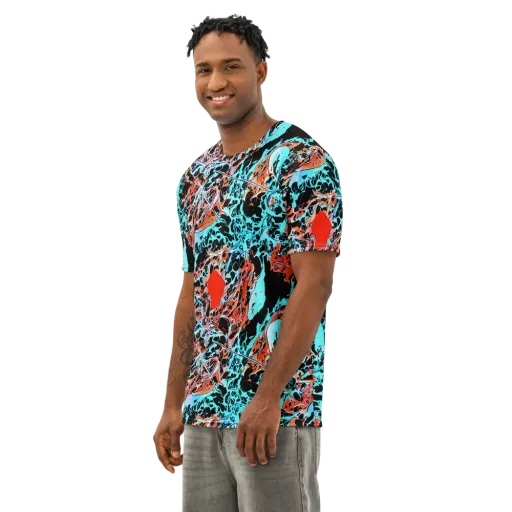 Liquid Mayhem on a Men's Cotton Crew Neck T-Shirt