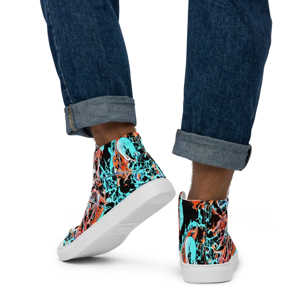 Liquid Mayhem on Men's High Top Canvas Shoes — Back