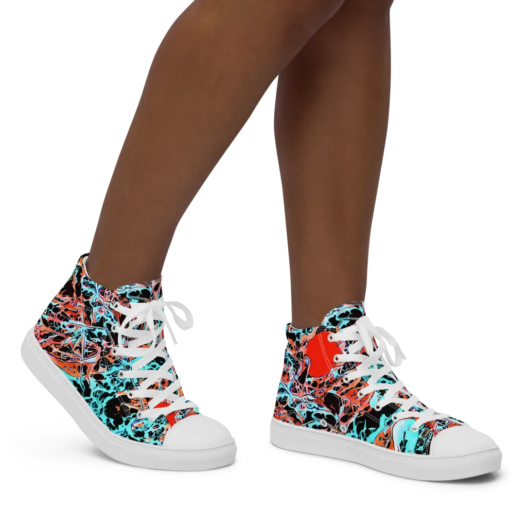 Liquid Mayhem on Women's High Top Canvas Shoes — Right