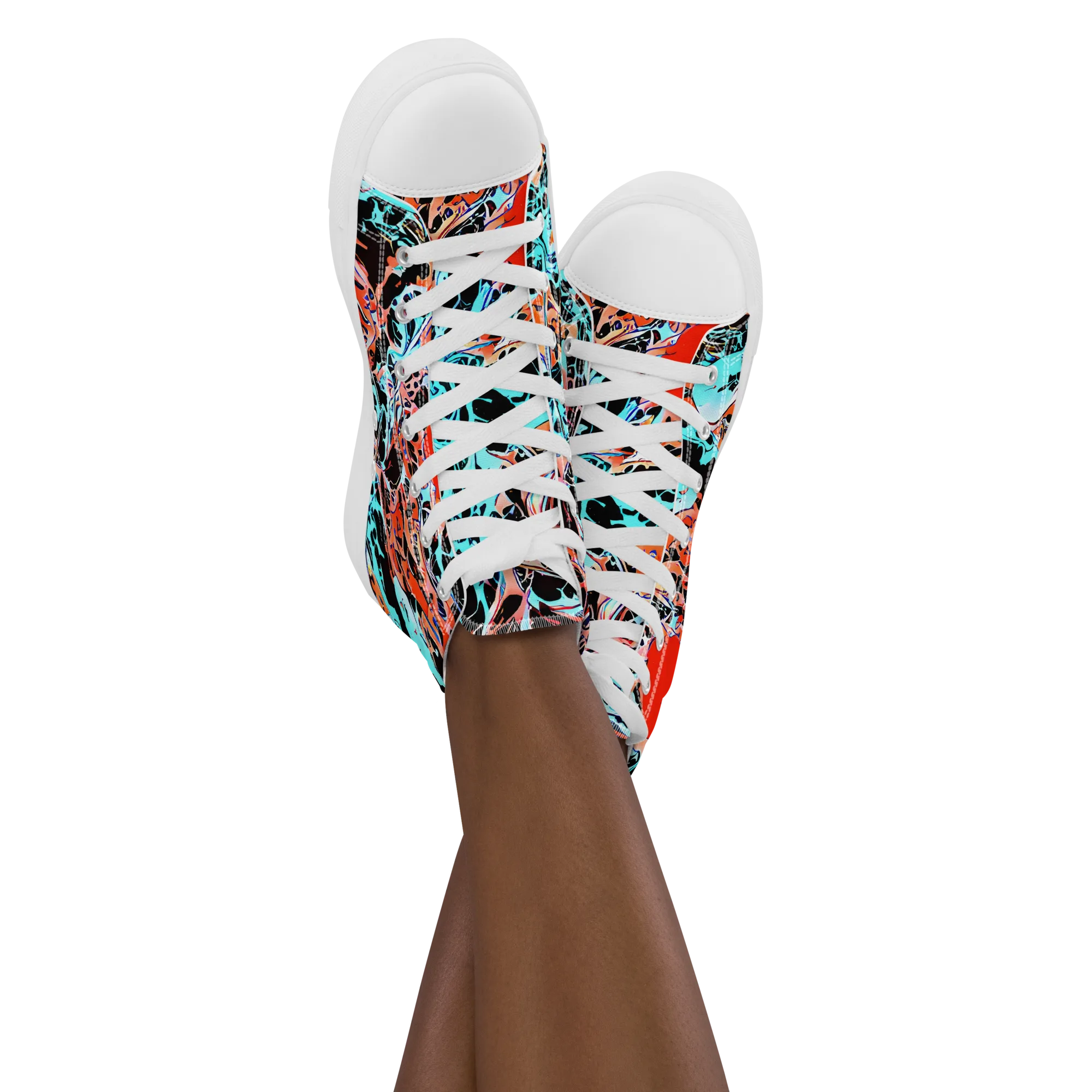 Liquid Mayhem on Women's High Top Canvas Shoes — Front