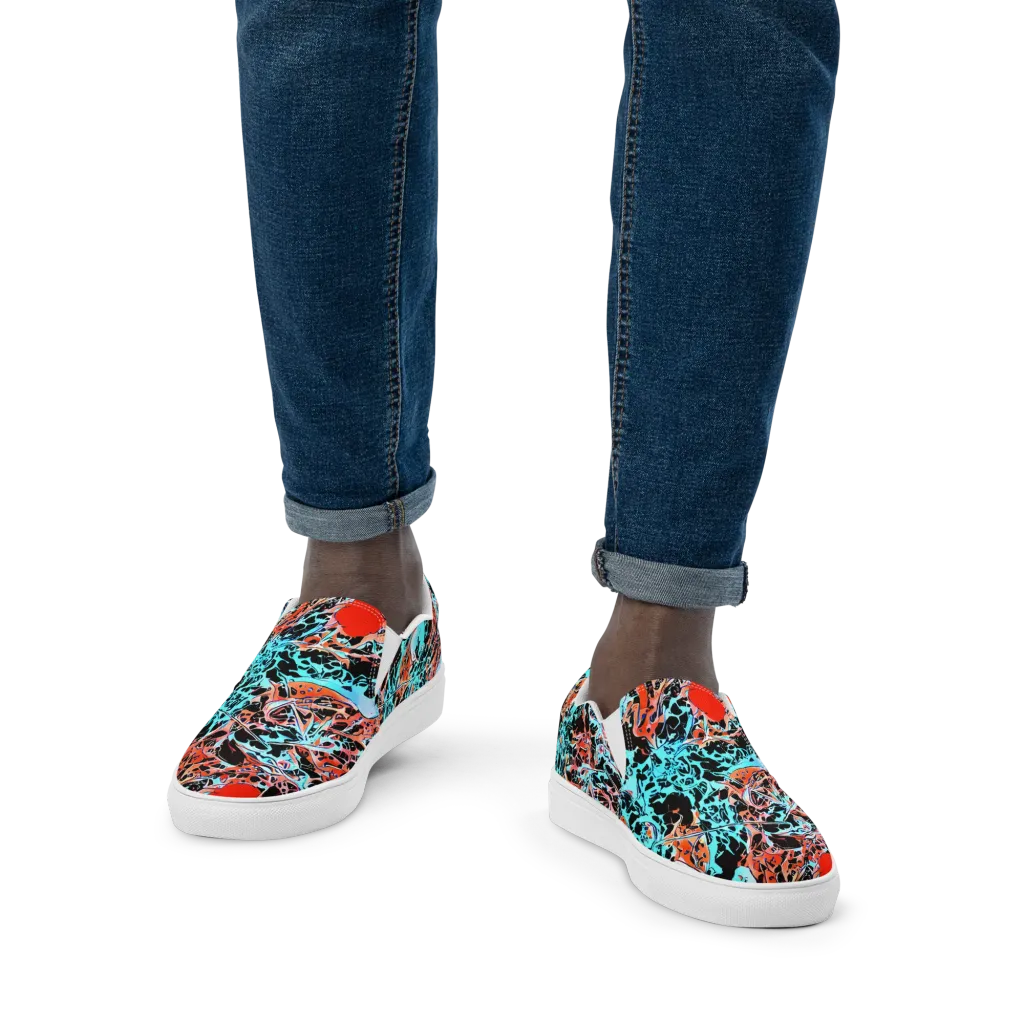 Liquid Mayhem on Men's Slip-On Canvas Shoes — Front