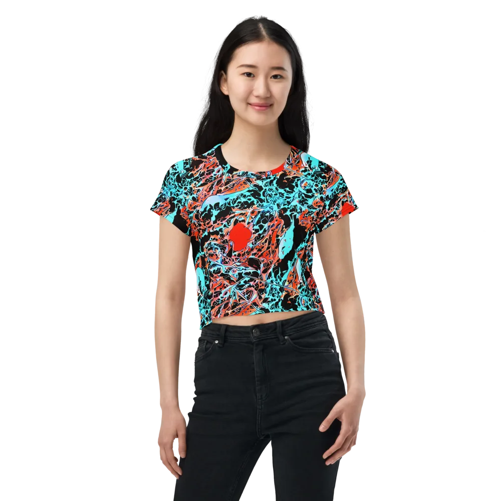 Liquid Mayhem on Crop Tee — Front