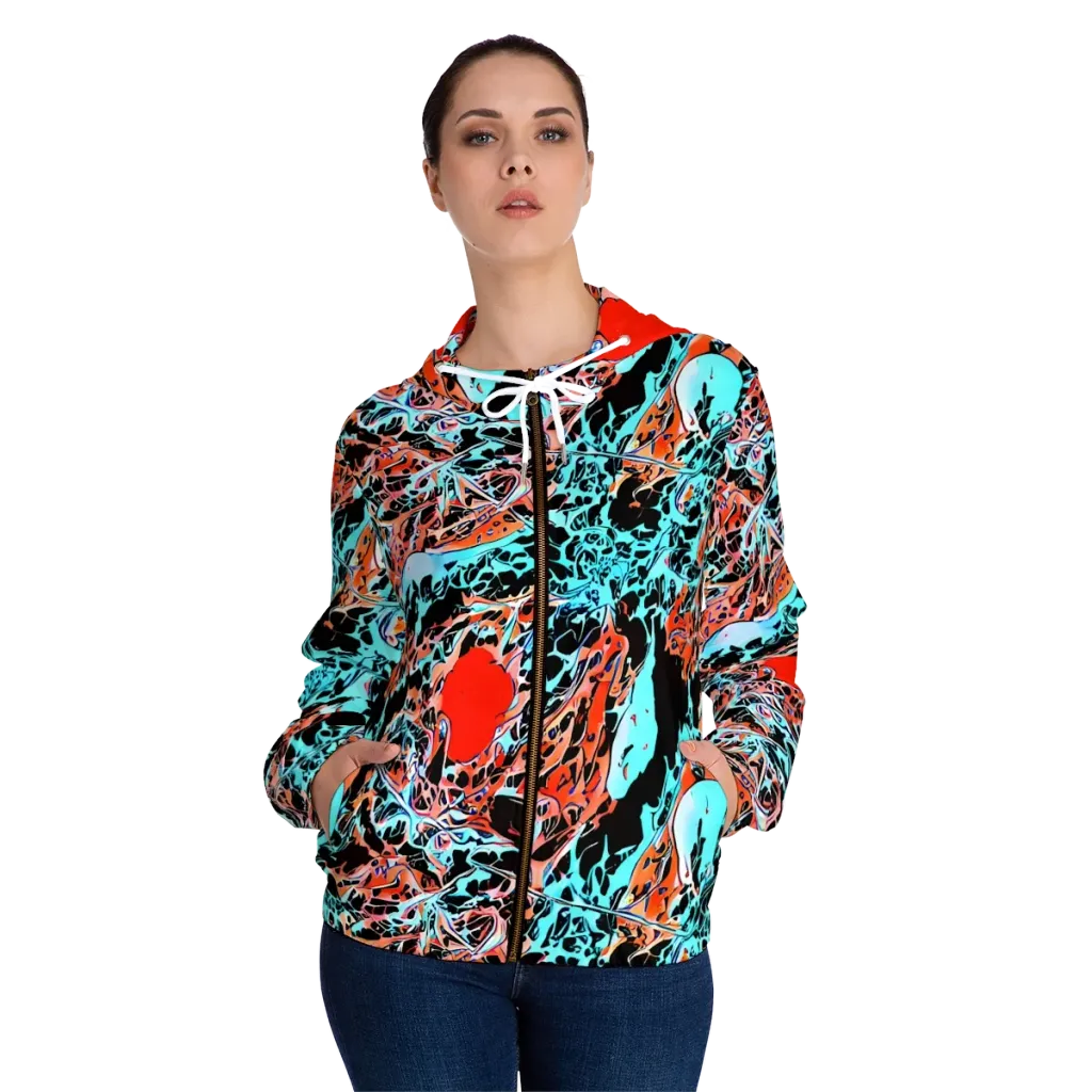Liquid Mayhem on Women's Full-Zip Hoodie — Front On Person