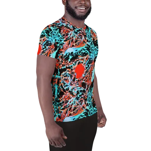 Liquid Mayhem on a Men's Athletic T-Shirt