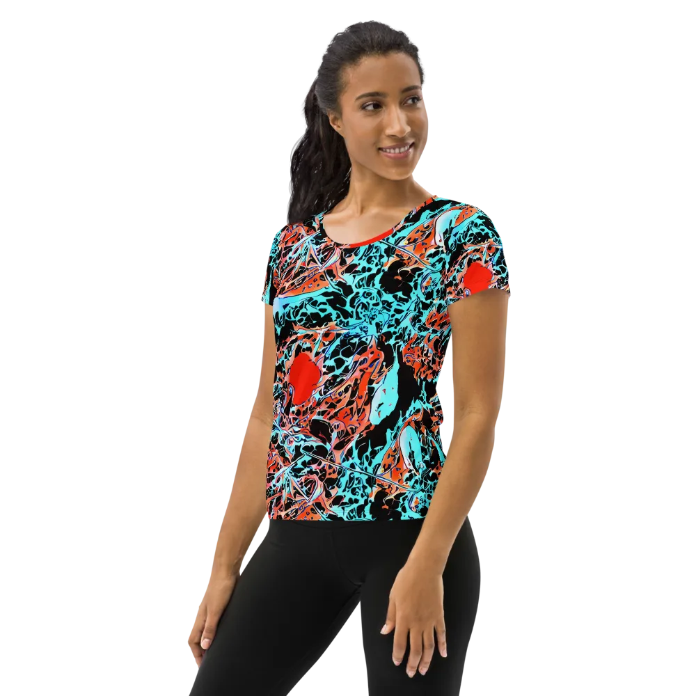 Liquid Mayhem on Women's Athletic T-Shirt — Left