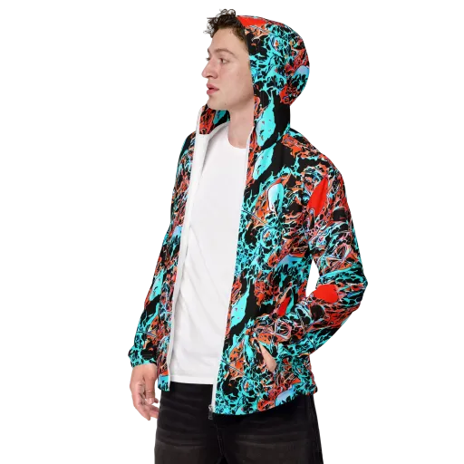 Liquid Mayhem on a Men's Windbreaker
