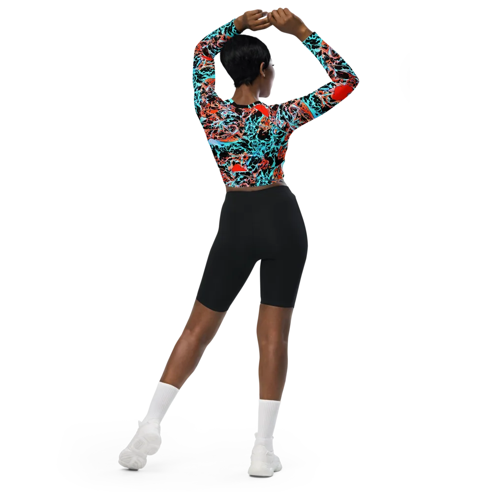Liquid Mayhem on Long Sleeve Crop Top — Back