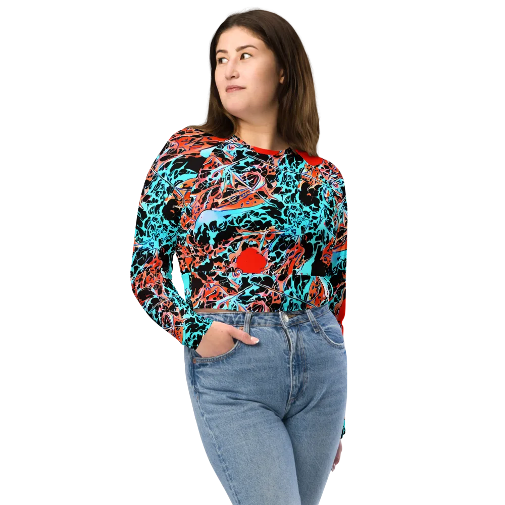 Liquid Mayhem on Long Sleeve Crop Top — Front