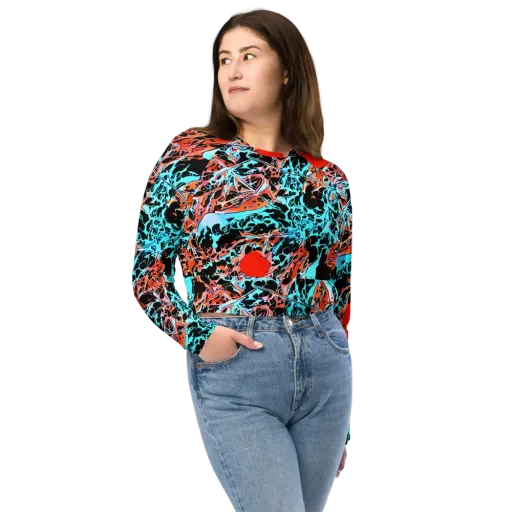 Liquid Mayhem on a Long Sleeve Crop Top