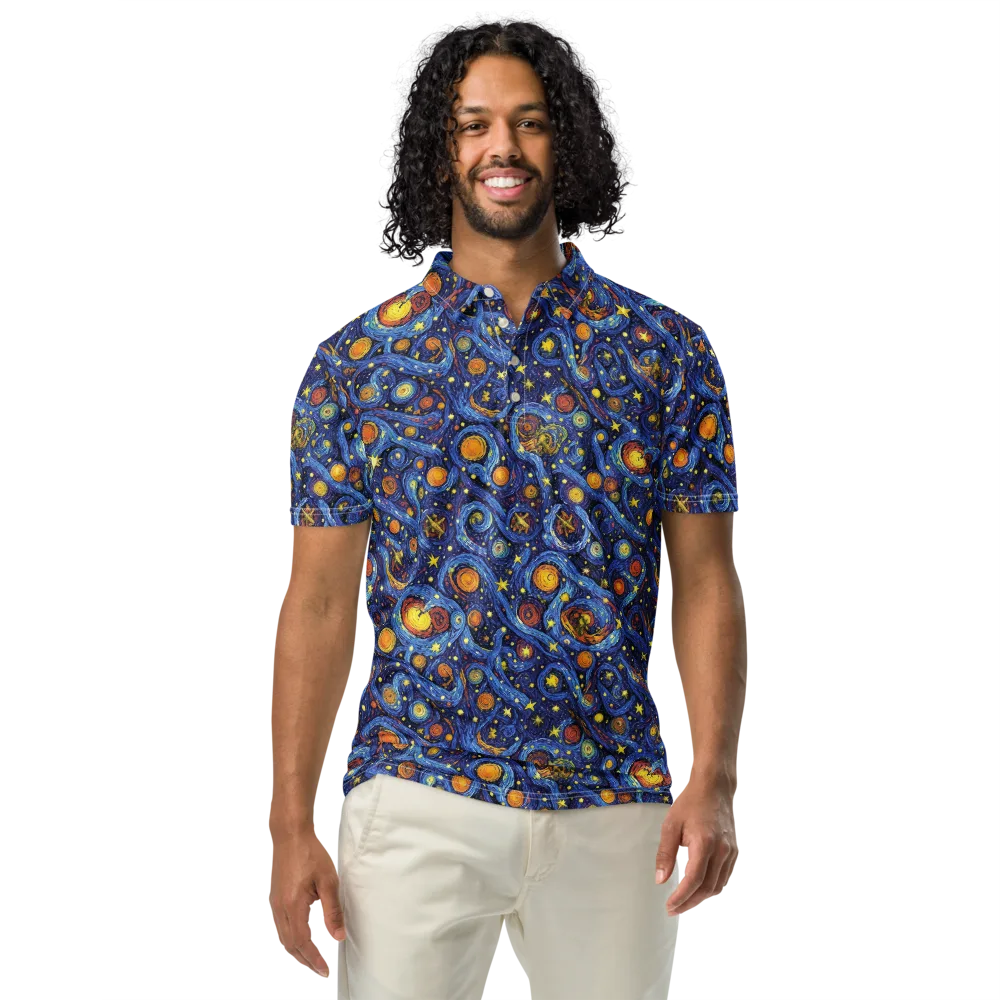 Starry Tempest on Men's Slim Fit Polo Shirt — Front