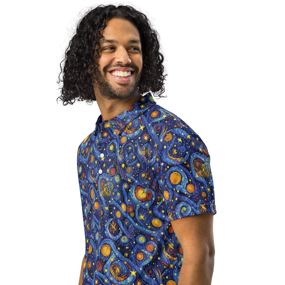 Starry Tempest on Men's Slim Fit Polo Shirt — Left Front