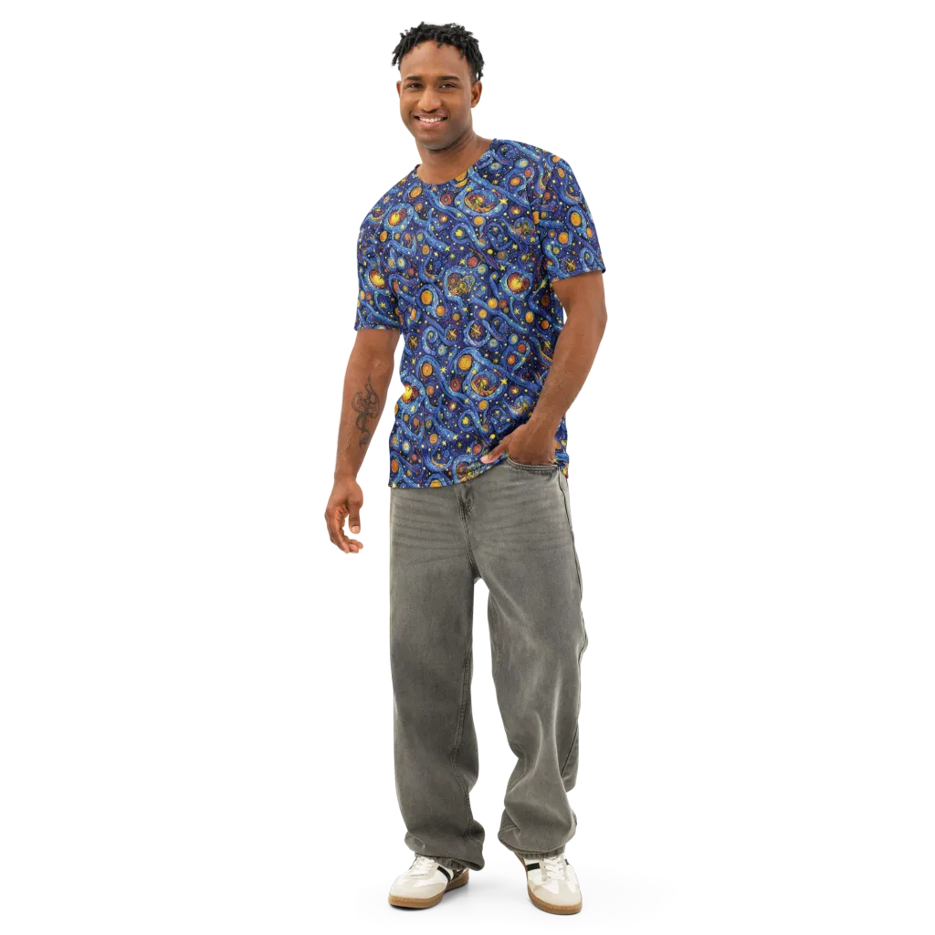 Starry Tempest on Men's Cotton Crew Neck T-Shirt — Front