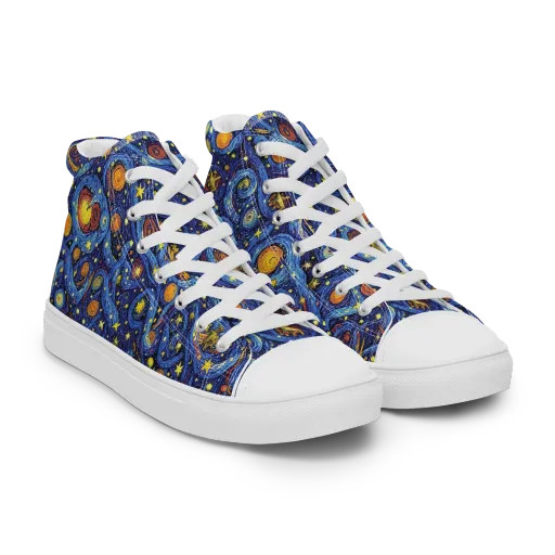 Starry Tempest on a Men's High Top Canvas Shoes
