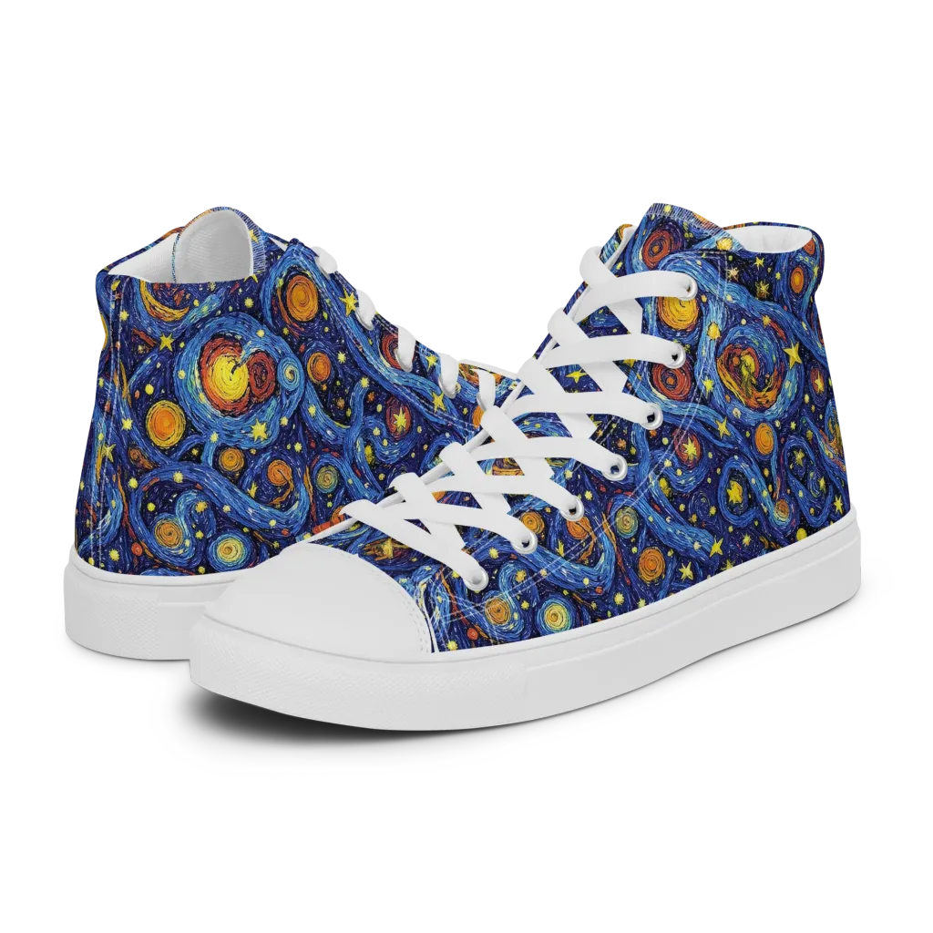 Starry Tempest on Men's High Top Canvas Shoes — Left