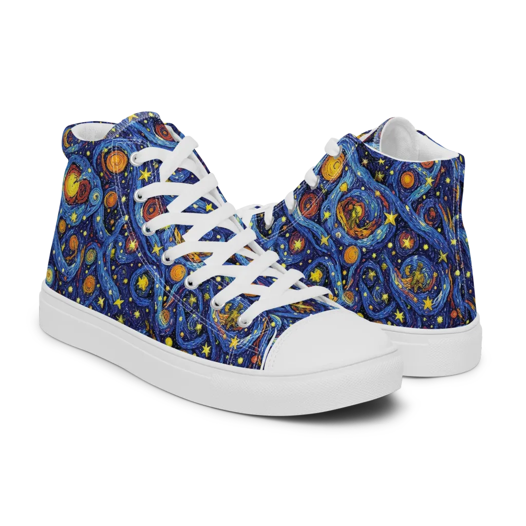 Starry Tempest on Men's High Top Canvas Shoes — Right