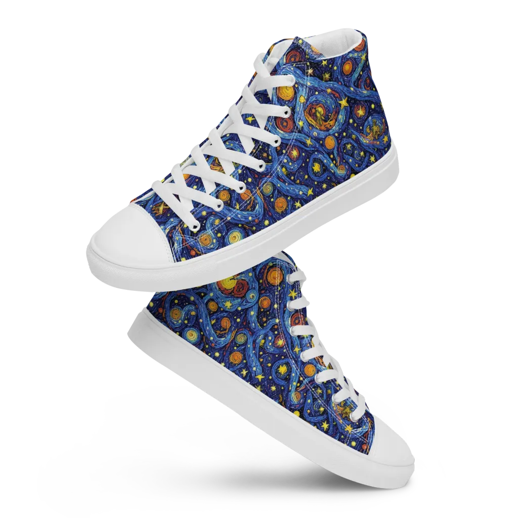 Starry Tempest on Men's High Top Canvas Shoes — Front
