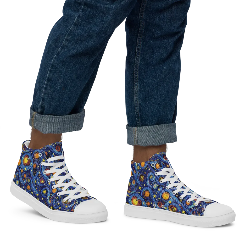 Starry Tempest on Men's High Top Canvas Shoes — Right