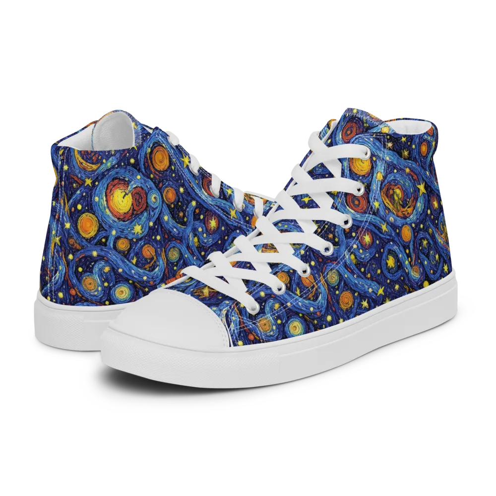 Starry Tempest on Women's High Top Canvas Shoes — Left