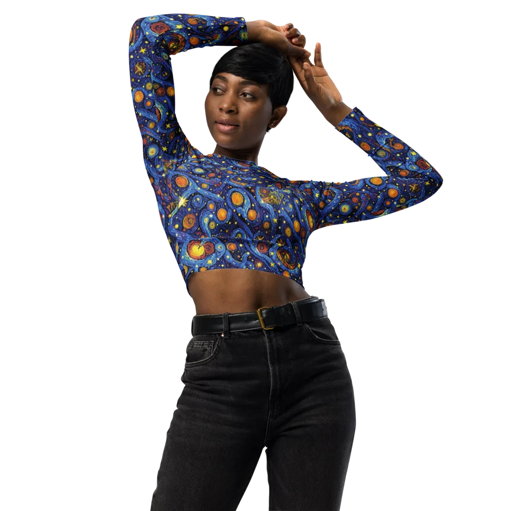 Starry Tempest on Long Sleeve Crop Top — Front