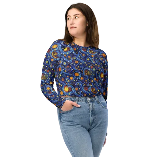 Starry Tempest on a Long Sleeve Crop Top