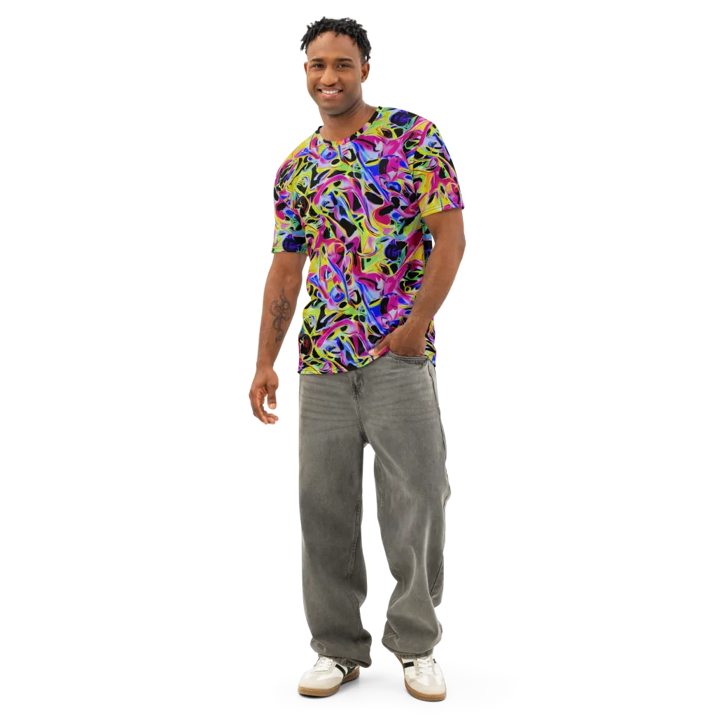 Pulse of Color on Men's Cotton Crew Neck T-Shirt — Front