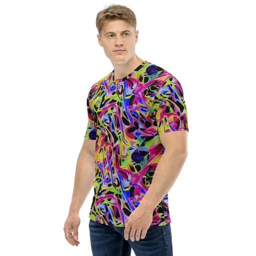 Pulse of Color on a Men's Crew Neck T-Shirt