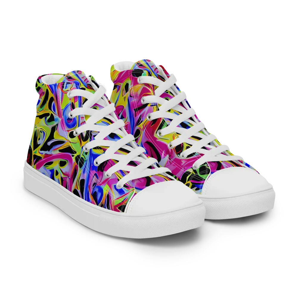 Pulse of Color on Men's High Top Canvas Shoes — Right Front