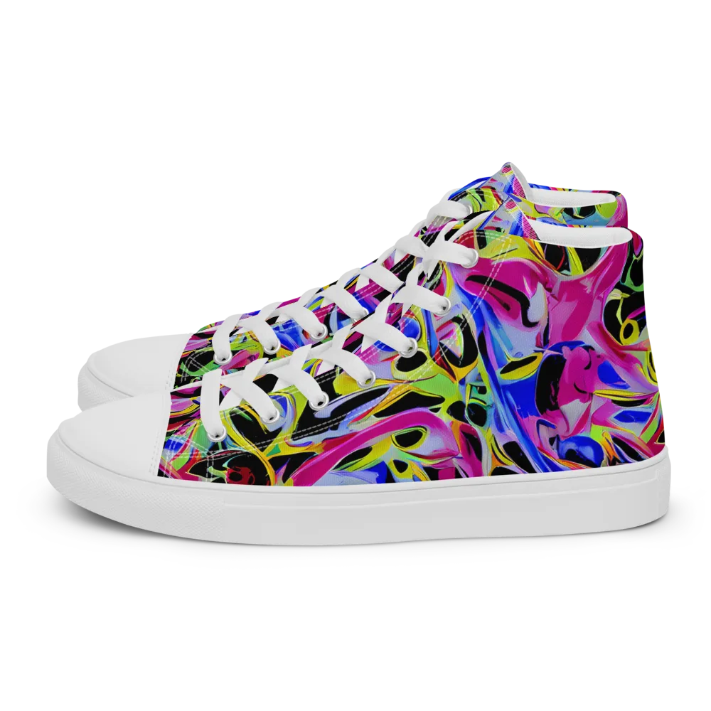 Pulse of Color on Men's High Top Canvas Shoes — Left